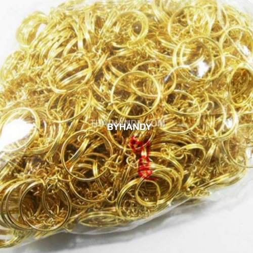 ห่วงพวงกุญแจ พร้อมโซ่ข้อต่อกลม ขนาด 2.5 cm  บรรจุ 500 อัน สีทอง รูปเต็ม