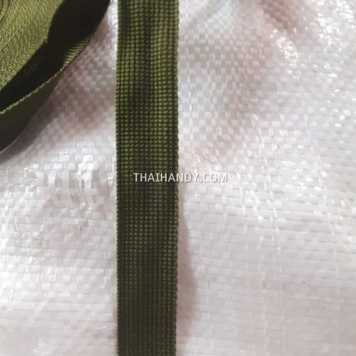 สายผ้า-ผ้ากุ๊น PP  ลาย 2000 หนา ขนาด 1 นิ้ว บรรจุ 1 เมตร สีเขียวขี้ม้า รูปเต็ม