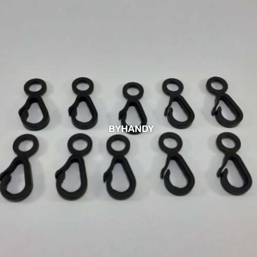 คอหมาพลาสติก หมุนไม่ได้ ขนาดช่องสอด 8 mm  บรรจุ 10 อัน สีดำ รูปเต็ม