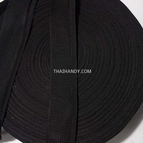 สายผ้า-ผ้ากุ๊น PP  ลาย 2000 หนา ขนาด 1.5 นิ้ว บรรจุ 50 เมตร สีดำ รูปเต็ม