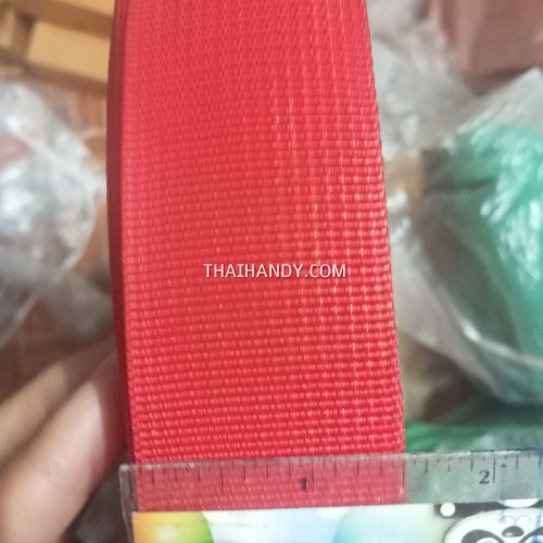สายผ้า-ผ้ากุ๊น PP  ลาย 2000 หนา ขนาด 1.5 นิ้ว บรรจุ 1 เมตร สีแดง รูปเต็ม