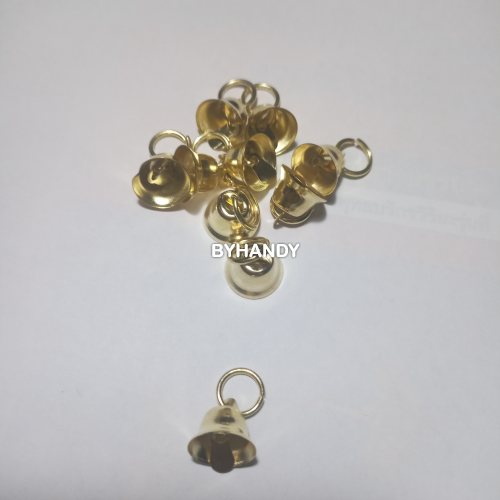 กระดิ่งเหล็ก จีน ขนาด 12 mm (จิ๋วสุด) บรรจุ 10 ชุด สีทอง รูปเต็ม