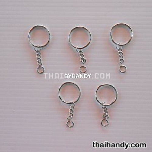 ห่วงพวงกุญแจ พร้อมโซ่ข้อต่อกลม ขนาด 1.8 cm  บรรจุ 10 อัน สีนิเกิ้ล รูปเต็ม